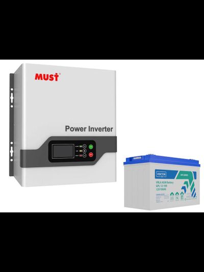 Комплект ИБП на основе инвертора Must EP21-1012 PRO и аккумулятора AGM - Vektor GPL 12-100S (1 шт.)