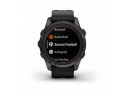 Умные часы Garmin Fenix 7S PRO Sapphire Solar титановый угольно-серый DLC с силиконовым ремешком