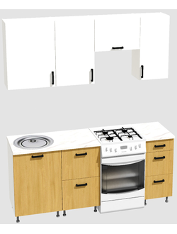 Кухня эконом 1,5 метра (600х500х400) Цвет: Белый/Дуб Сонома