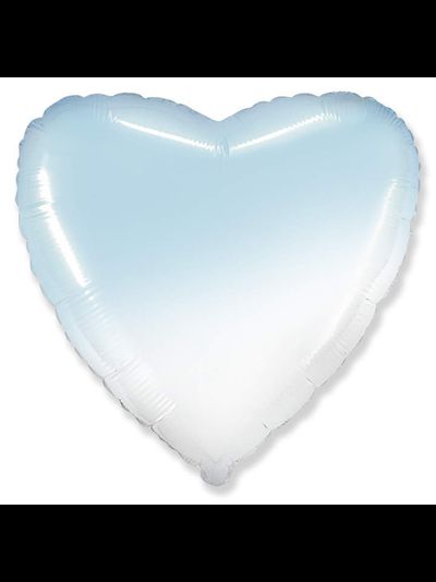 Фольгированный шар с гелием "Сердце голубой градиент" 45см