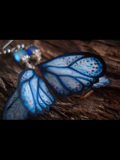 "Тайны небесных сфер", серьги с шёлковыми крылышками