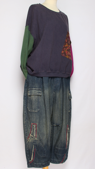 Джинсы "Карманы клапаны" синие р.48-50