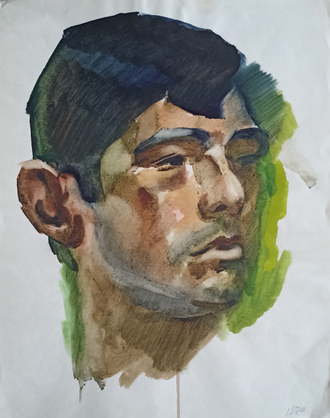 "Портрет солдата" бумага акварель 1950-е годы