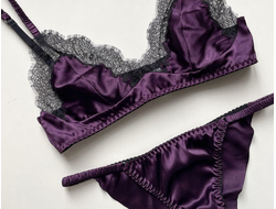 Gigi Plum silk black lace