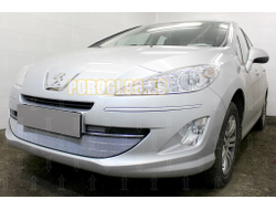 Защита радиатора Peugeot 408 2012- (3 части) chrome