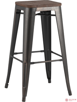 Стул барный TOLIX WOOD черный патина золото