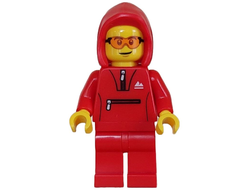 Mountain Bike Cyclist - Male, Red Tracksuit / Hoodie, Safety Glasses, n/a (cty1627)