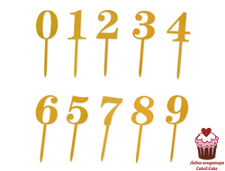 Топпер акриловый «Цифра» золото (3х5 см), 1 ШТ.