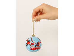 Ёлочный шар "Снегири" - 6см - Набор для вязания крючком с бисером от Ирины Рудевич