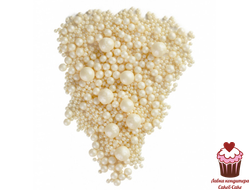 Драже рисовое в шоколадной глазури Жемчуг Белый микс, 50 г (мягкое)