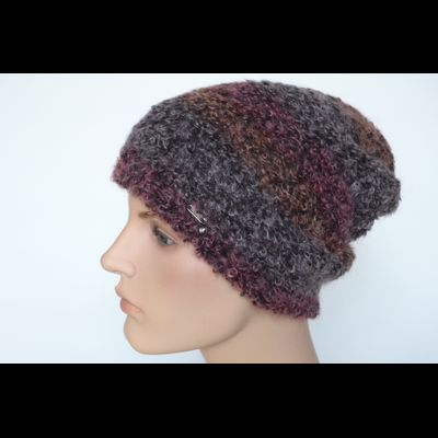 Вязаная лохматая шапка женская  Vizio Италия 6957 бордовая