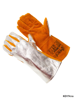 Краги спилковые оранжевого цвета Track Metal с металлизированным полотном, (до 800°C) XY501