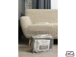 Чехол на 4хм диван Микрофибра Ваниль. Защита мягкой мебели от животных.