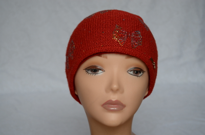 Женская вязаная красная шапка Визио фото