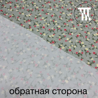 Бифлекс матовый принт Цветочки, цв. Зеленый гранит (светлый)