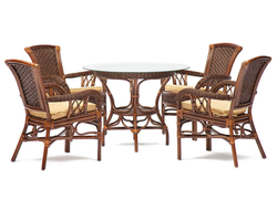 Комплект обеденный из ротанга ANDREA античный орех