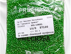 Бисер чешский круглый preciosa 10/0, зеленый (57100), 50 грамм