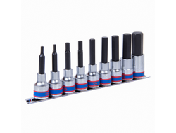 Набор торцевых насадок 1/2", Hex, 4-17 мм, L = 80 мм, 9 предметов  KING TONY 4120PR10