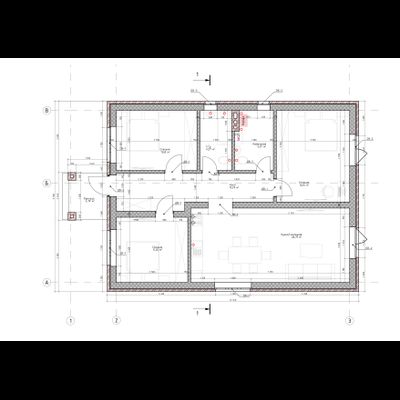 Одноэтажный дом с тремя спальнями 94.69м² + крыльцо 4.79м2 (S1)