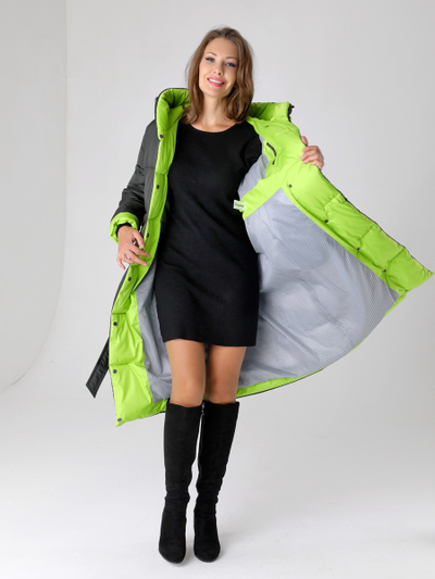 Пальто 23430 графит/лайм ЗИМА