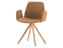 Мягкий стул Unnia с поворотным основанием на 4 спицы из массива дуба, с подлокотниками купить в Ялте