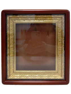 Киот деревянный с багетной рамой "под золото" для иконы формата 17,5х21см