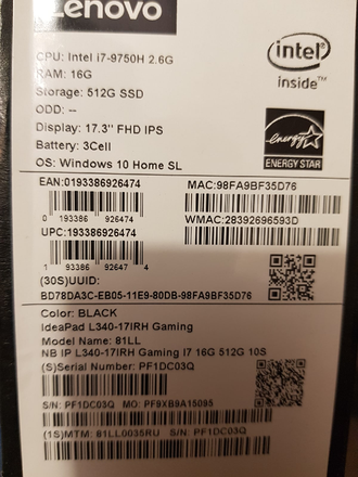 LENOVO IDEAPAD L340-17IRH ( 81LL0035RU ) ( 17.3 FHD IPS I7-9750H GTX1650(4GB) 16GB 512SSD )
