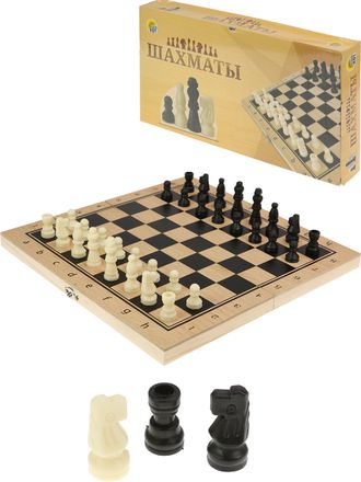 4620129780643 Шахматы деревянные  (Арт. ИН-1064),   (24х12х3 см), фигуры пластик, в коробке