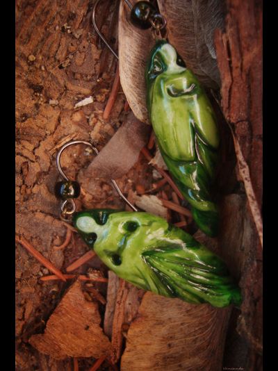 Комплект фарфоровых украшений "Нефритовый дух" (серьги и подвеска)