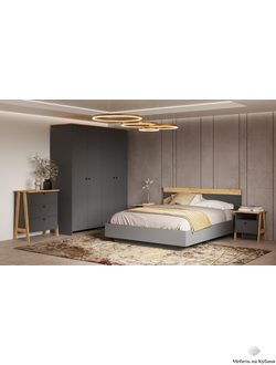 Теодора комплект мебели для спальни Графит/Дуб крафт