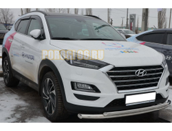 Защита переднего бампера двойная d60/42 для Hyundai Tucson (2018-2021)