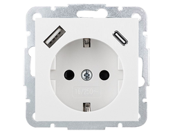 Розетка комбинированная 2К+З плюс две зарядки USB Wedder, белая