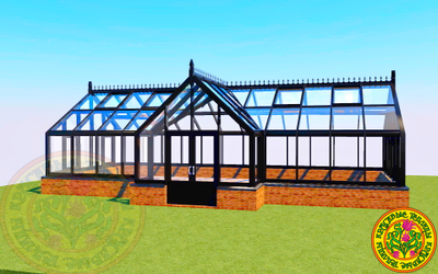 Зимняя английская теплица с холлом АГАТА размером 5500 х 11000 мм