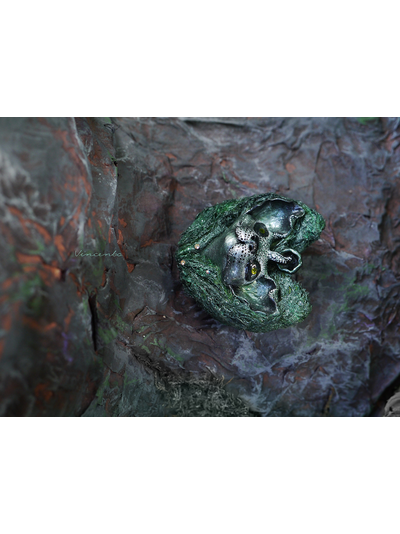 Сказочная брошь "Лесной КотоРог" в виде фэнтезийного кота-единорога из рода Лесных Хранителей