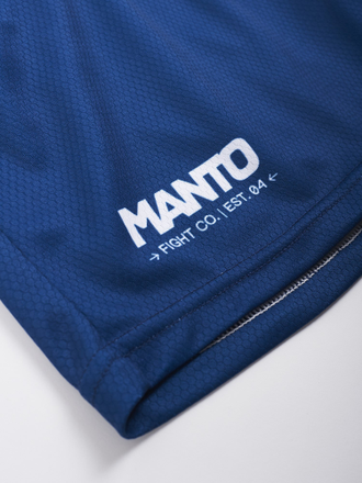 Шорты тренировочные сетчатые MANTO Mesh shorts Alpha Navy Blue Синие фото логотип