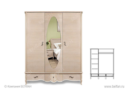 Шкаф для одежды "Katrin" фигурный 3-х дв. с зеркалом, Belfan