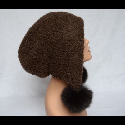 Коричневая шапка ушанка с помпонами Vizio Италия 6762