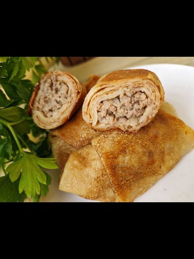 БЛИНЫ С ГРИБАМИ И МЯСОМ