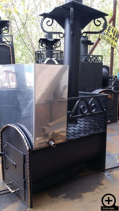 Дровяная банная печь ТАЙГА-1, открытая каменка. (+Бак 100 литров)
