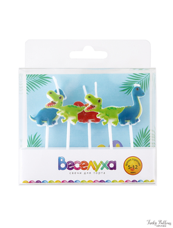 Набор свечей на шпажках "Динозаврики"