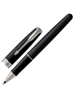 Ручка-роллер PARKER "Sonnet Core Matt Black CT", корпус черный матовый лак, палладиевые детали, черная, 1931523