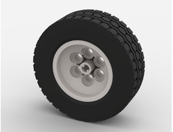 Wheel 43.2mm D. x 18mm - Extended Axle Stem with Black Tire 62.4 x 20 S 32020 / 32019, White (32020c01)