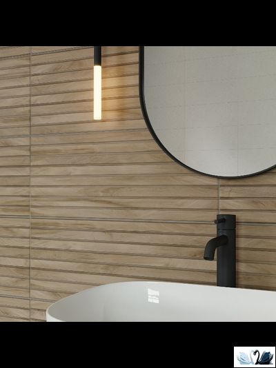 Плитка настенная Gracia Ceramica Supreme beige wall 05 25 х 60 см рельеф коричневые полосы