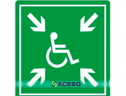 Г-21 Пиктограмма с дублированием информации по системе Брайля. Место сбора инвалидов, монохром, ПВХ