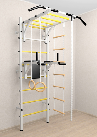 Шведская стенка с турником рукоходом, брусьями и детским навесным для дома к стене    "Рукоход"