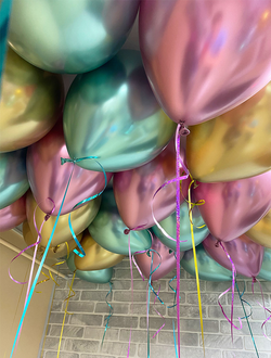 Шары хром золото, розовый, тиффани 21 шт под потолок