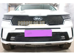 Защита радиатора для KIA Sorento 2020- black низ с ПТФ