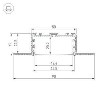 Профиль KLUS-POWER-W50H25-F-HIDE-2000 (ARL, Алюминий)