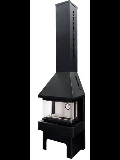 Экокамин Панорама три стекла черный