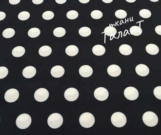 лоскут масло (пл. 240 гр.) принт "белые горохи на черном" 50 см